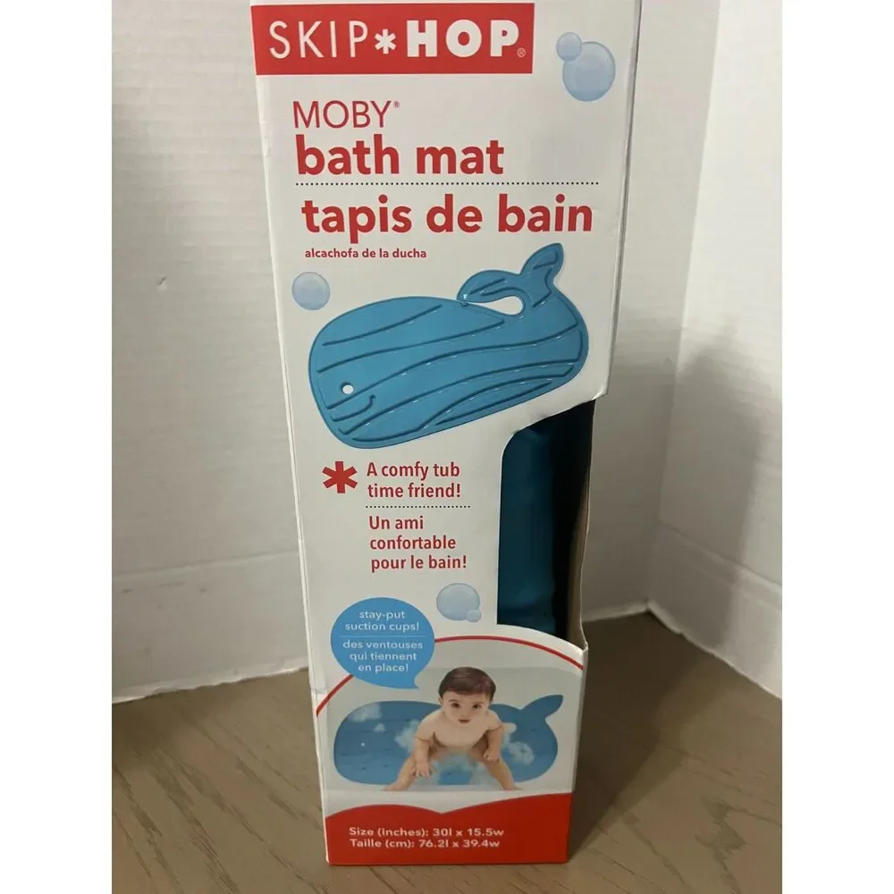 Skip Hop Moby Bathmat Blue Whale Shaped Non-Slip New